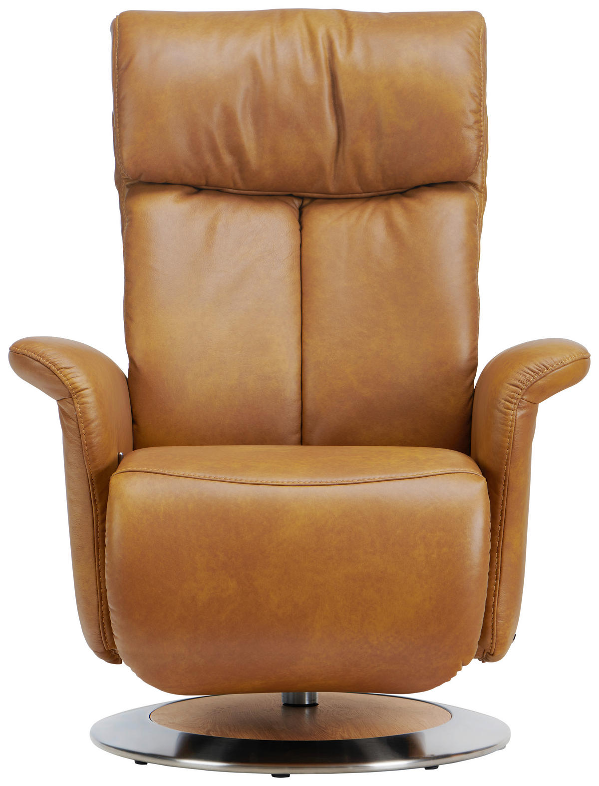 RELAXSESSEL in Leder Cognac  - Edelstahlfarben/Eichefarben, Design, Leder/Holz (82/109/90cm) - Himolla