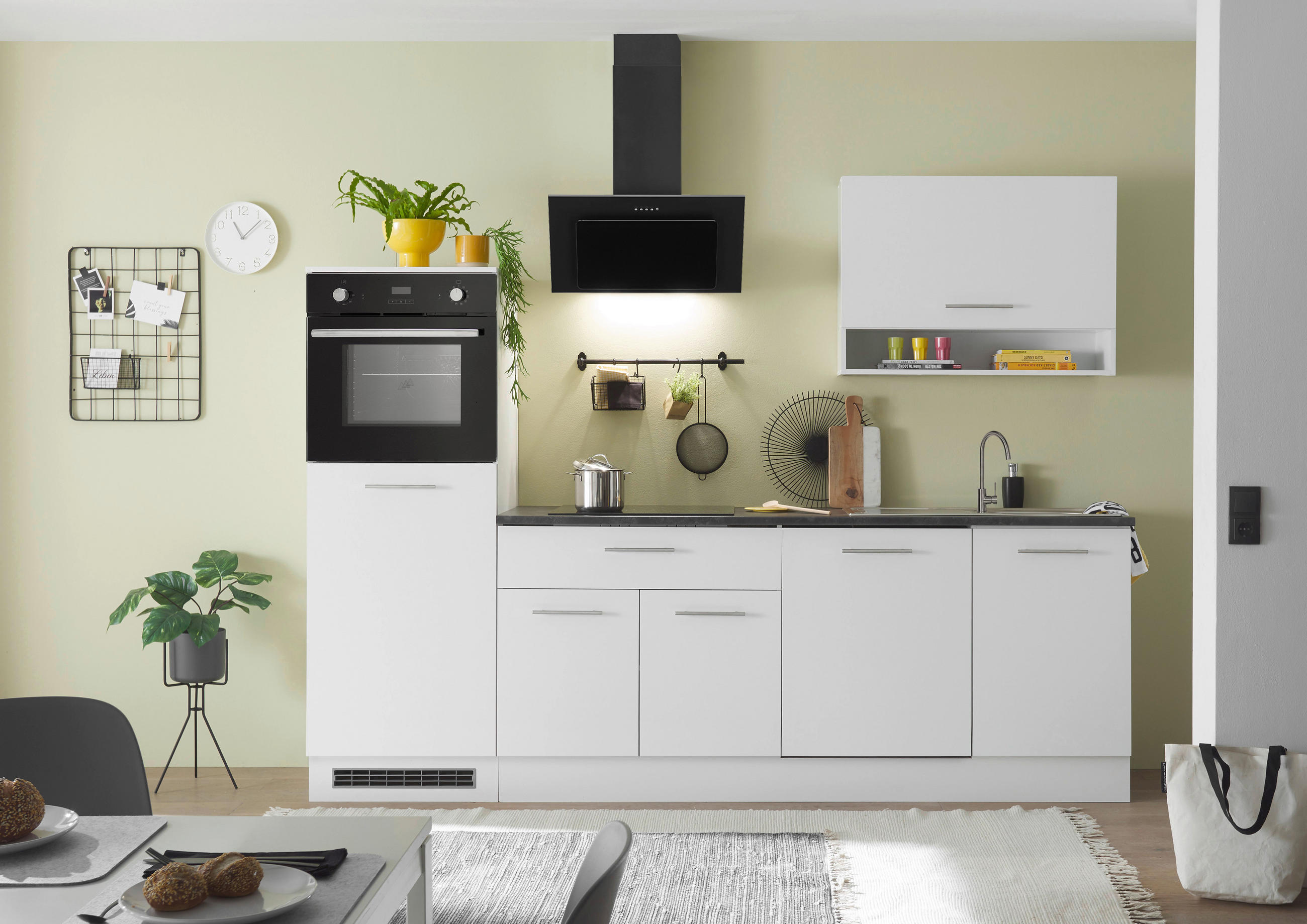 KÜCHENBLOCK 260 cm   in Weiß  - Anthrazit/Silberfarben, Basics, Holzwerkstoff/Metall (260cm) - MID.YOU