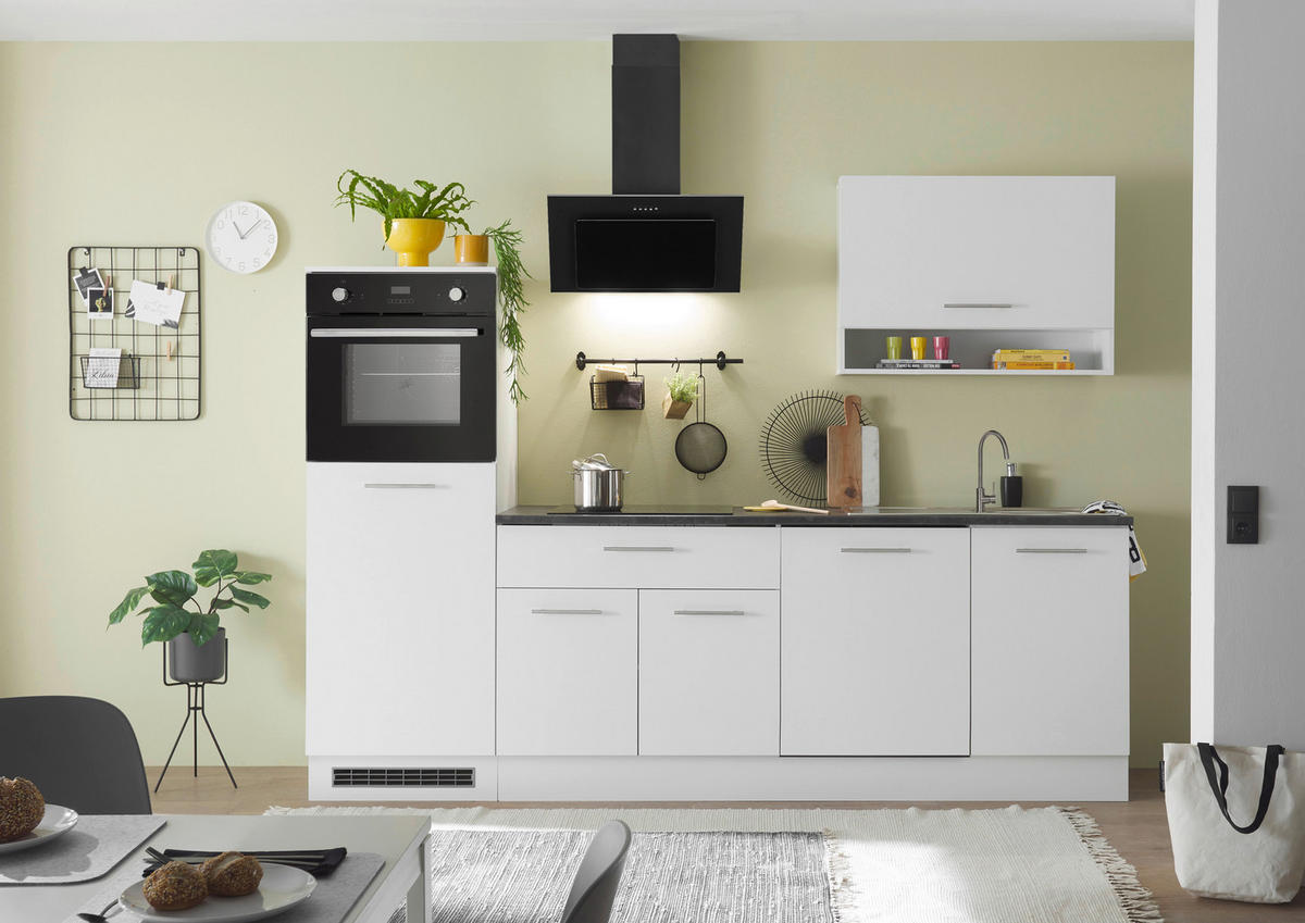 KÜCHENBLOCK 260 cm   in Weiß  - Anthrazit/Silberfarben, Basics, Holzwerkstoff/Metall (260cm) - MID.YOU