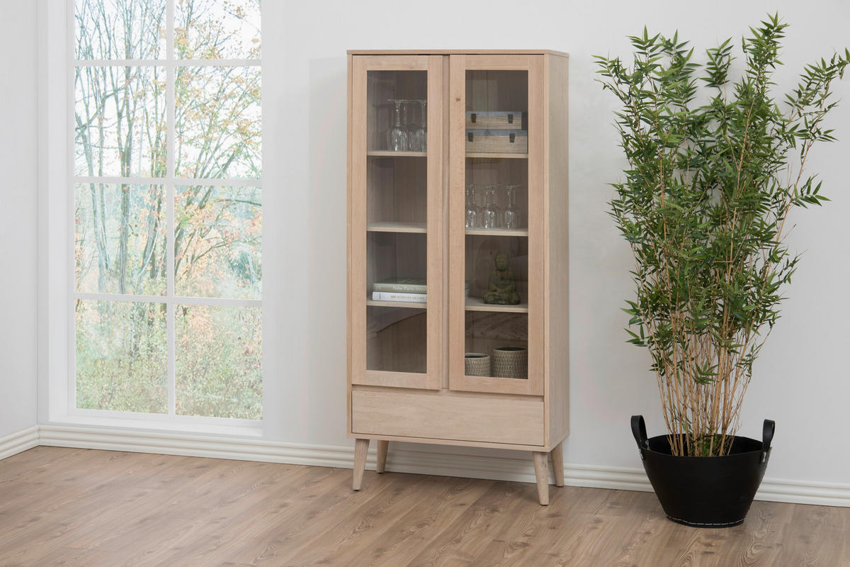 VITRINE in Eiche Eiche Bianco  - Eiche Bianco, KONVENTIONELL, Glas/Holz (80/178/37cm)