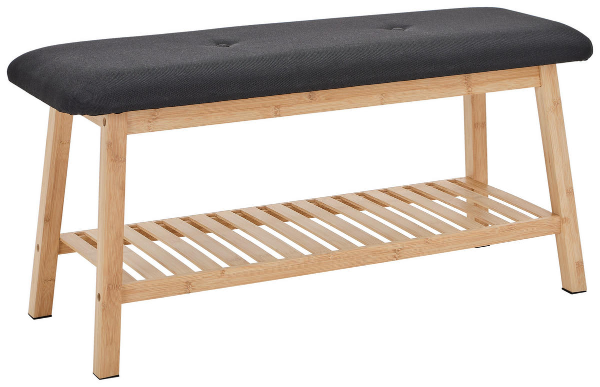 SCHUHBANK Naturfarben, Schwarz  - Schwarz/Naturfarben, Basics, Naturmaterialien/Textil (90/44.5/34.5cm) - Carryhome