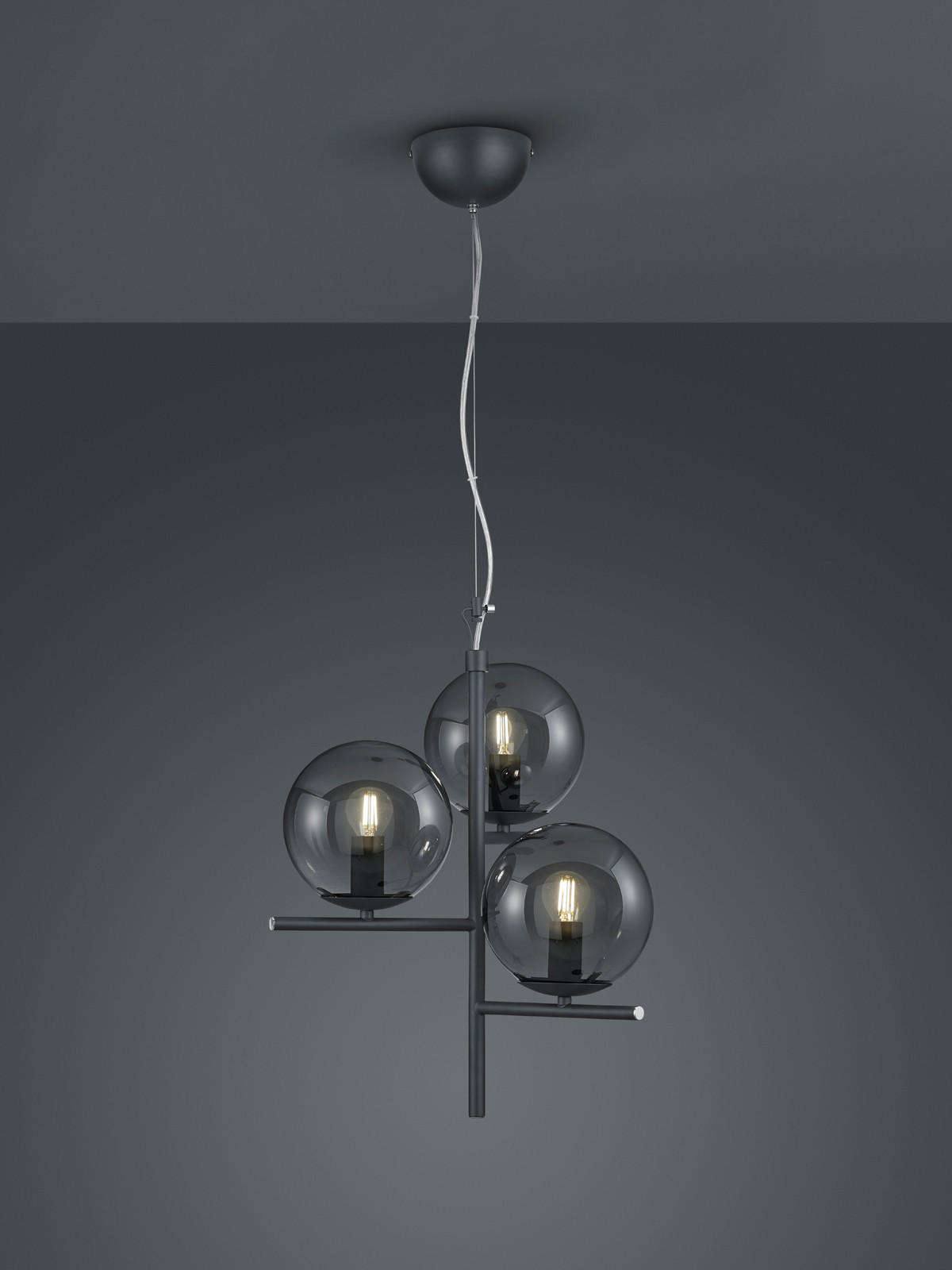 HÄNGELEUCHTE 40/150 cm  - Anthrazit, Basics, Glas/Metall (40/150cm) - Trio Leuchten