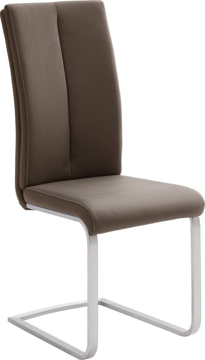 SCHWINGSTUHL  in Edelstahl Lederlook  - Edelstahlfarben/Creme, Design, Textil/Metall (42/104/61cm) - Novel