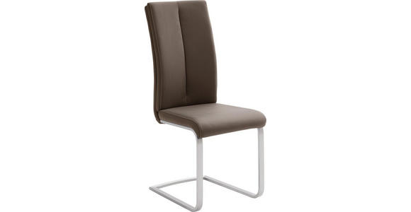 SCHWINGSTUHL in Edelstahl Lederlook - Edelstahlfarben/Creme, Design, Textil/Metall (42/104/61cm) - Novel