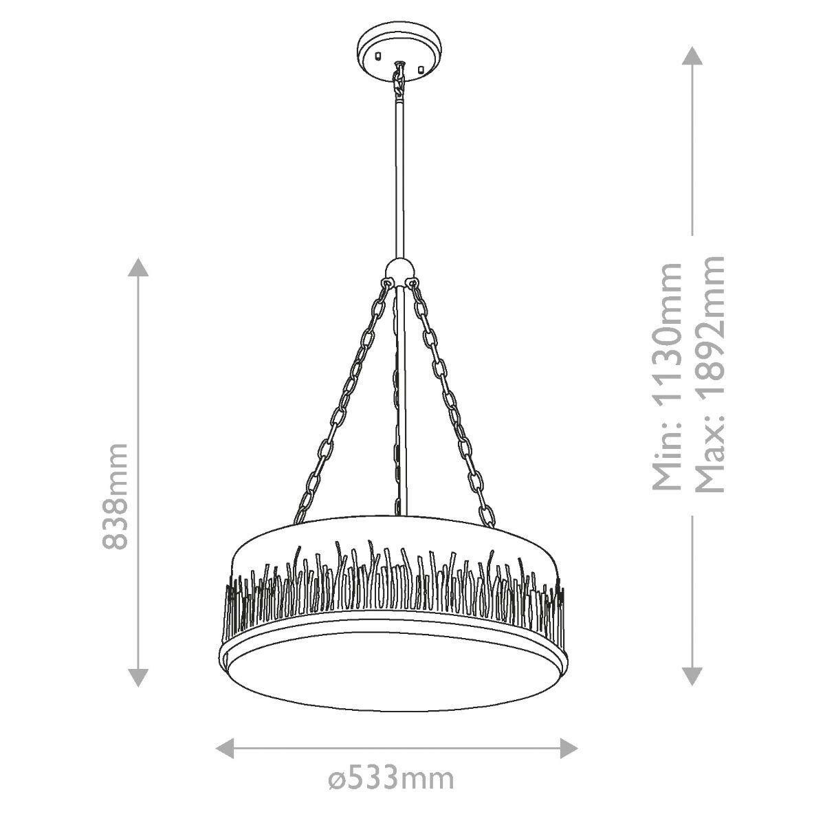HÄNGELEUCHTE Quintiesse 113/53,3/53,3 cm  - Goldfarben, KONVENTIONELL, Glas/Metall (113/53,3/53,3cm) - Elstead Lighting