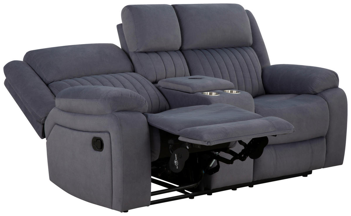 HEIMKINO-SOFA Velours Grau  - Grau, KONVENTIONELL, Textil/Metall (186/102/99cm) - MID.YOU