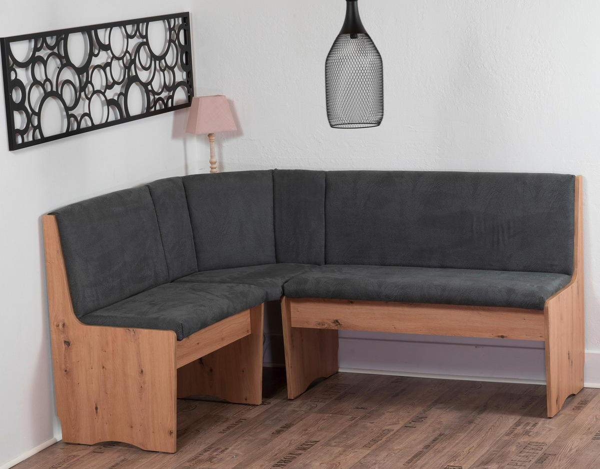 ECKBANKGRUPPE Mikrofaser Eiche Artisan, Grau  - Eiche Artisan/Grau, KONVENTIONELL, Holz/Textil (165/89/125cm) - MID.YOU
