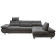 ECKSOFA Grau Webstoff  - Chromfarben/Grau, Design, Textil/Metall (310/203cm) - Xora