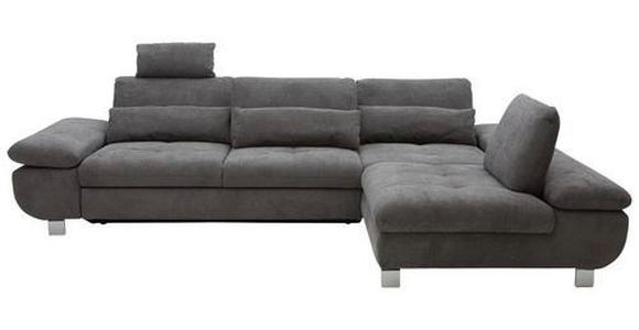 ECKSOFA Grau Webstoff  - Chromfarben/Grau, Design, Textil/Metall (310/203cm) - Xora