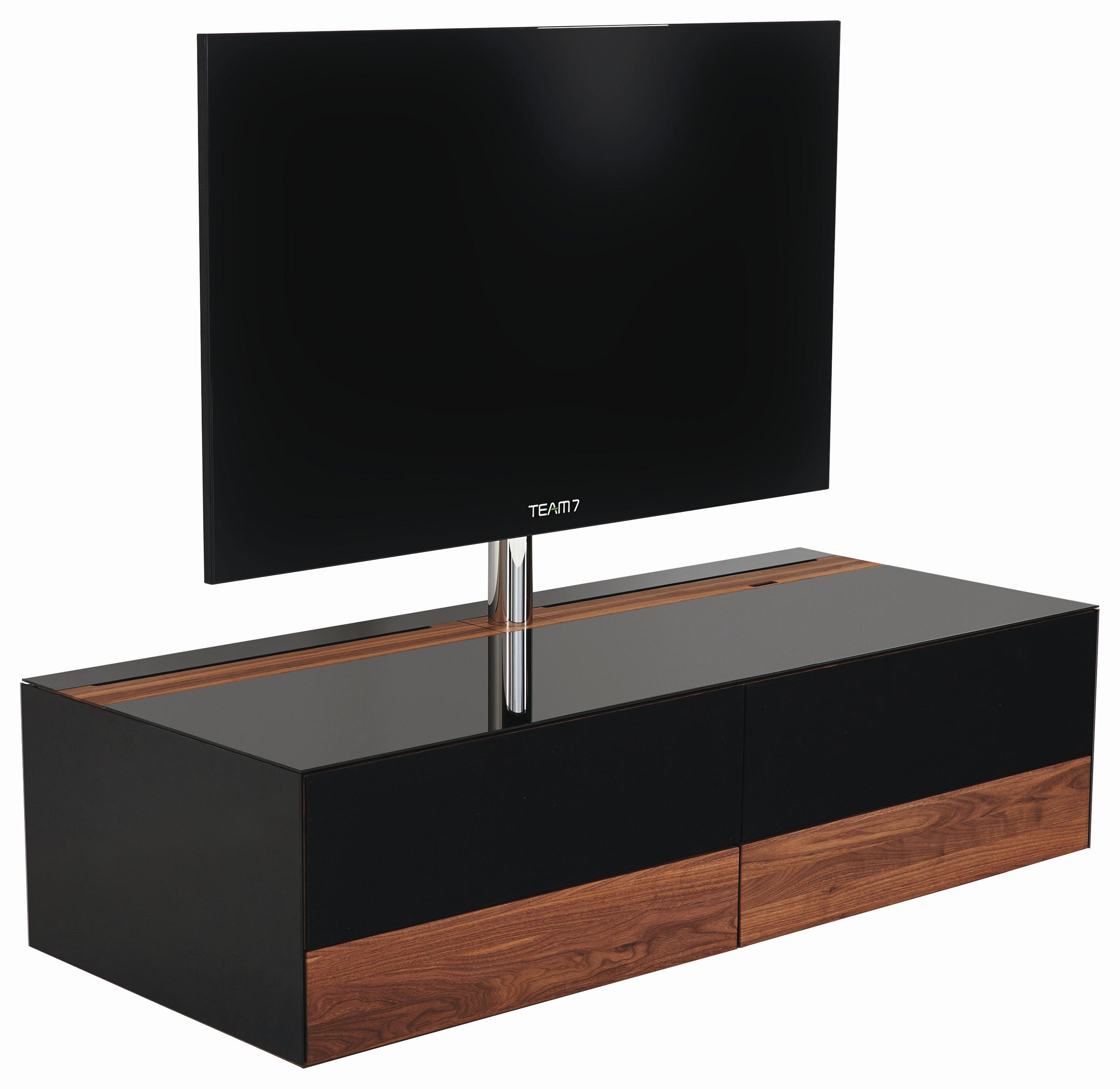 TV-ELEMENT 161,2/45,4/67 cm  - Nussbaumfarben/Schwarz, Design, Glas/Holz (161,2/45,4/67cm) - Team 7