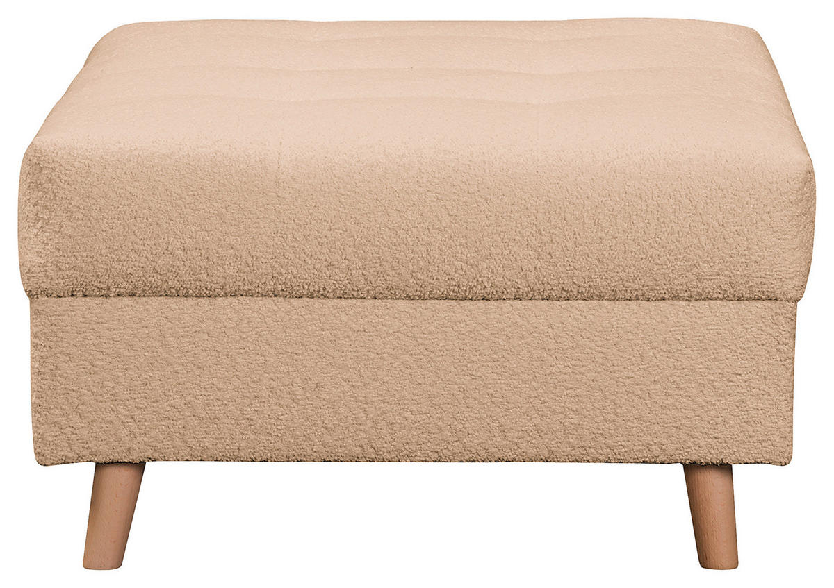 ECKSOFA inkl. Hocker Ariella Beige Bouclé  - Beige/Naturfarben, Design, Holz/Textil (231/161cm) - Livetastic