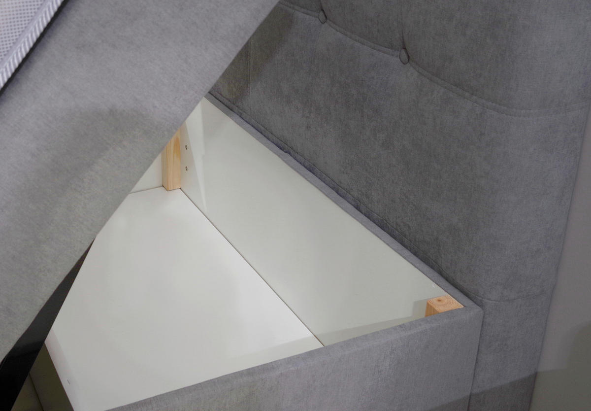 BOXBETT 180/200 cm  in Hellgrau  - Hellgrau/Schwarz, KONVENTIONELL, Kunststoff/Textil (180/200cm) - Carryhome