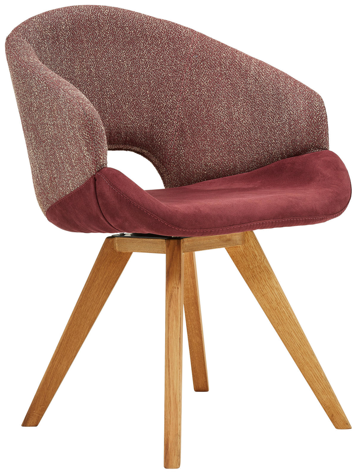 ARMLEHNSTUHL  in Webstoff  - Eichefarben/Bordeaux, Design, Holz/Textil (58/83/59cm) - Linea Natura