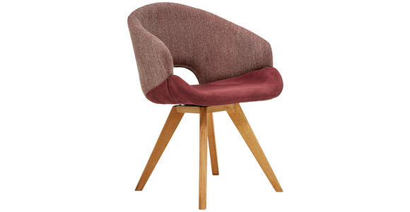 ARMLEHNSTUHL  Stoffauswahl, Typenauswahl Webstoff  - Eichefarben/Bordeaux, Design, Holz/Textil (58/83/59cm) - Linea Natura