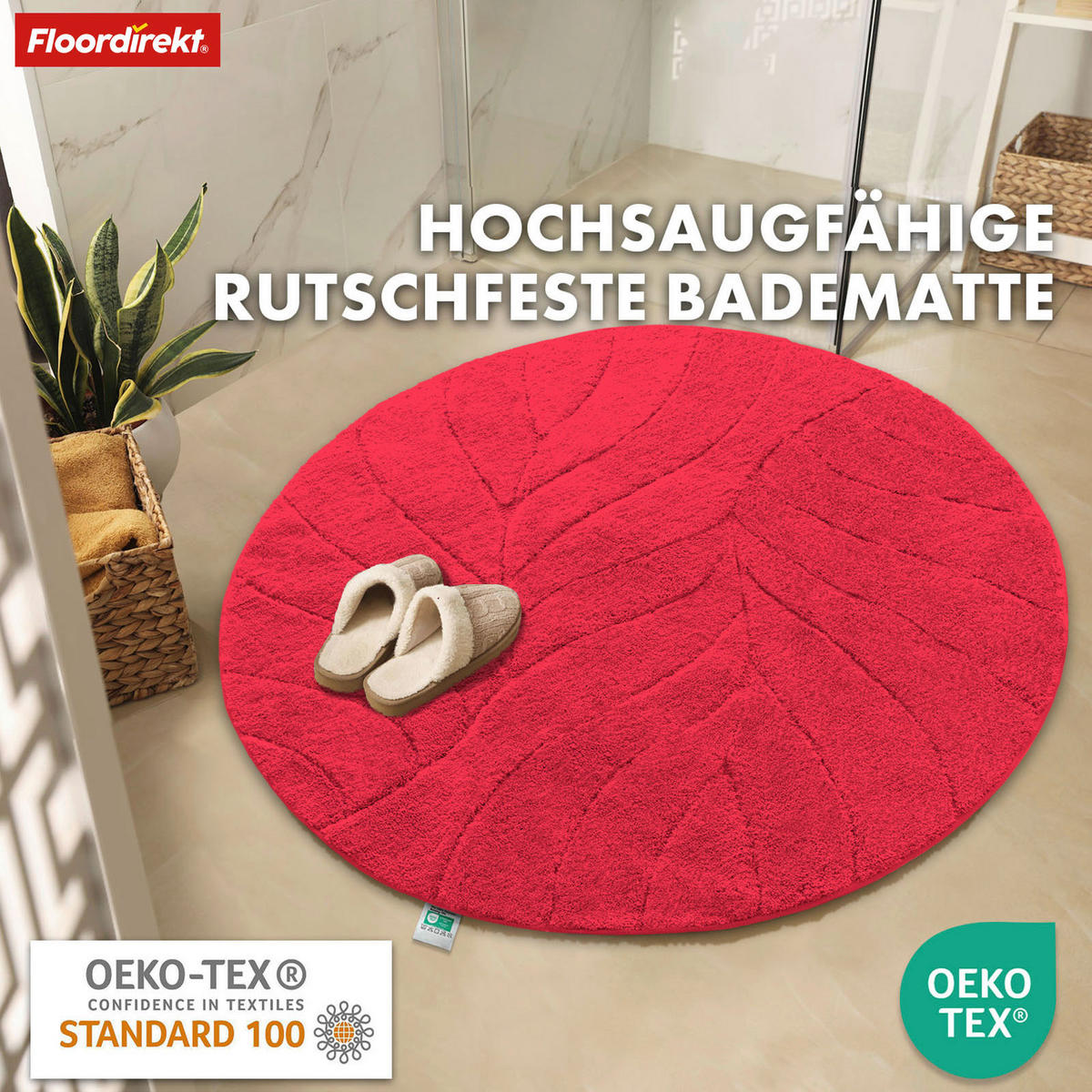 BADEMATTE Maris Rot 120 cm  - Rot, Basics, Kunststoff/Textil (120cm) - Floordirekt