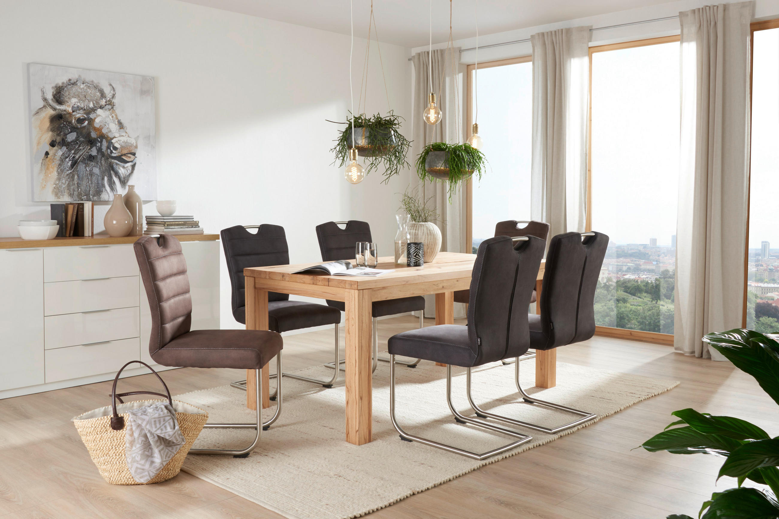 SCAUN BUCATARIE din metal, textil maro, culoare inox  - maro/gri deschis, Design, metal/textil (46/96/59cm) - Novel