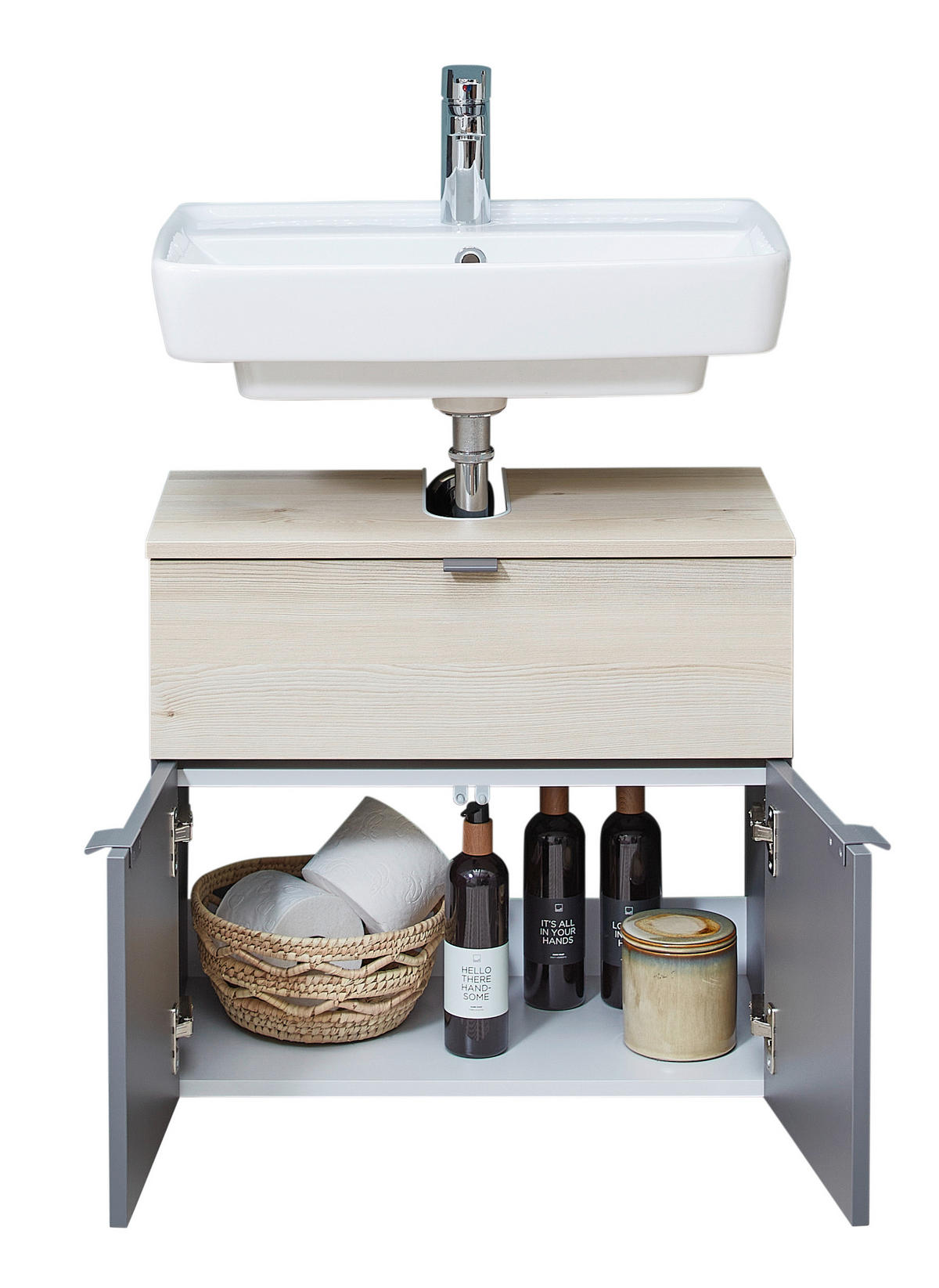 DONJI ELEMENT UGRADNOG LAVABOA    - tamnosiva/siva, Moderno, metal/pločasti materijal (60/52,9/33cm) - Xora