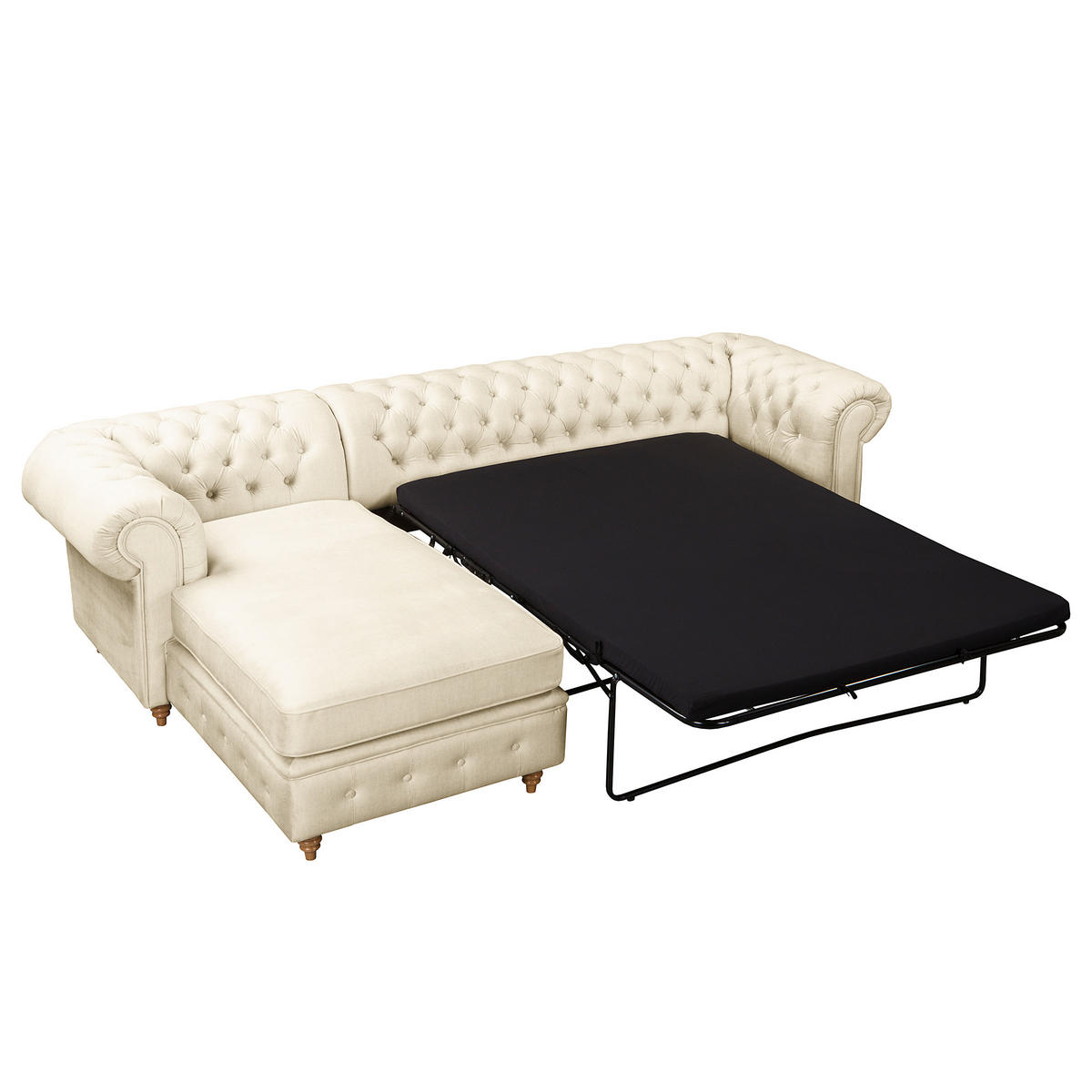 ECKSOFA Laura in Mikrofaser Creme  182/284 cm  - Creme/Braun, Design, Holz/Textil (182/284cm) - P & B