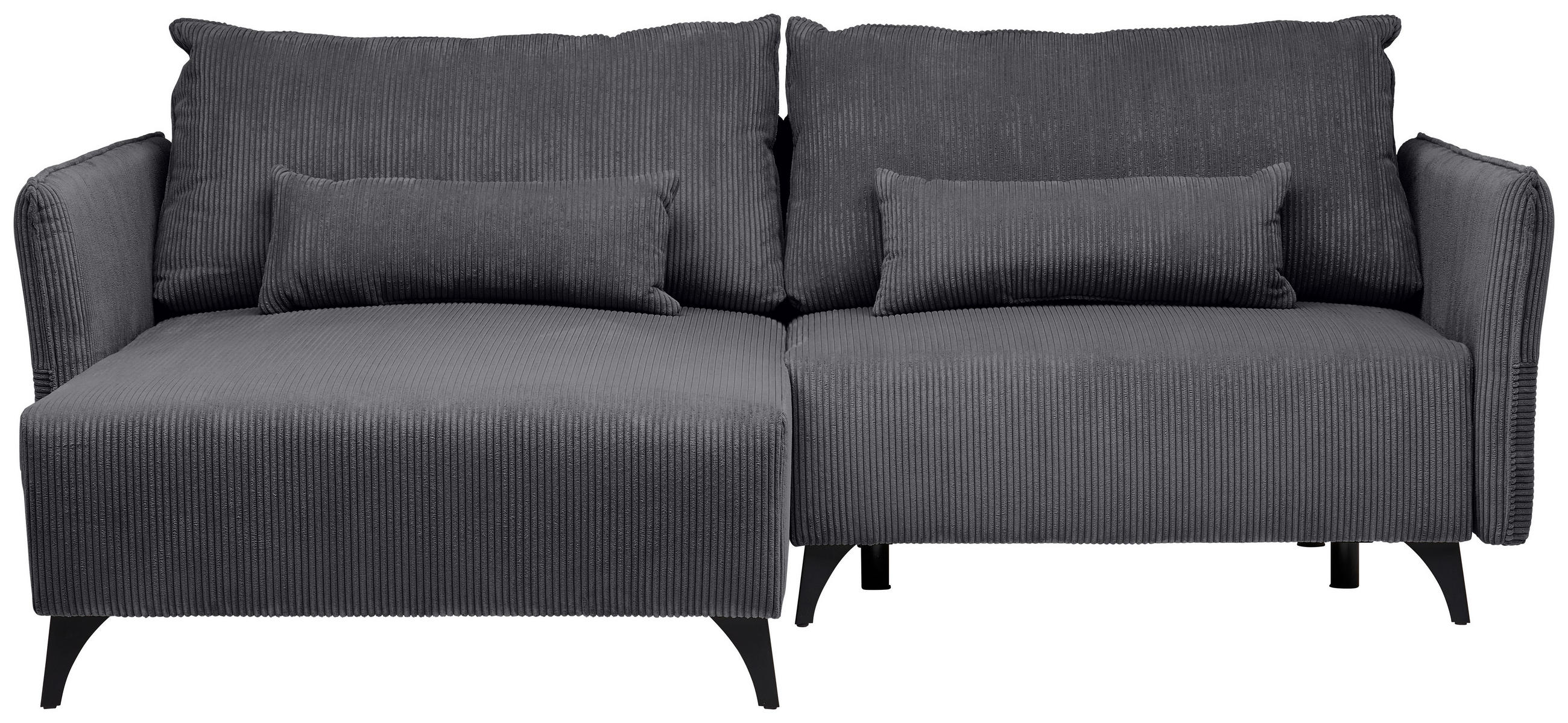 ECKSOFA Graphitfarben Cord  - Schwarz/Graphitfarben, Design, Textil/Metall (175/254cm) - Stylife
