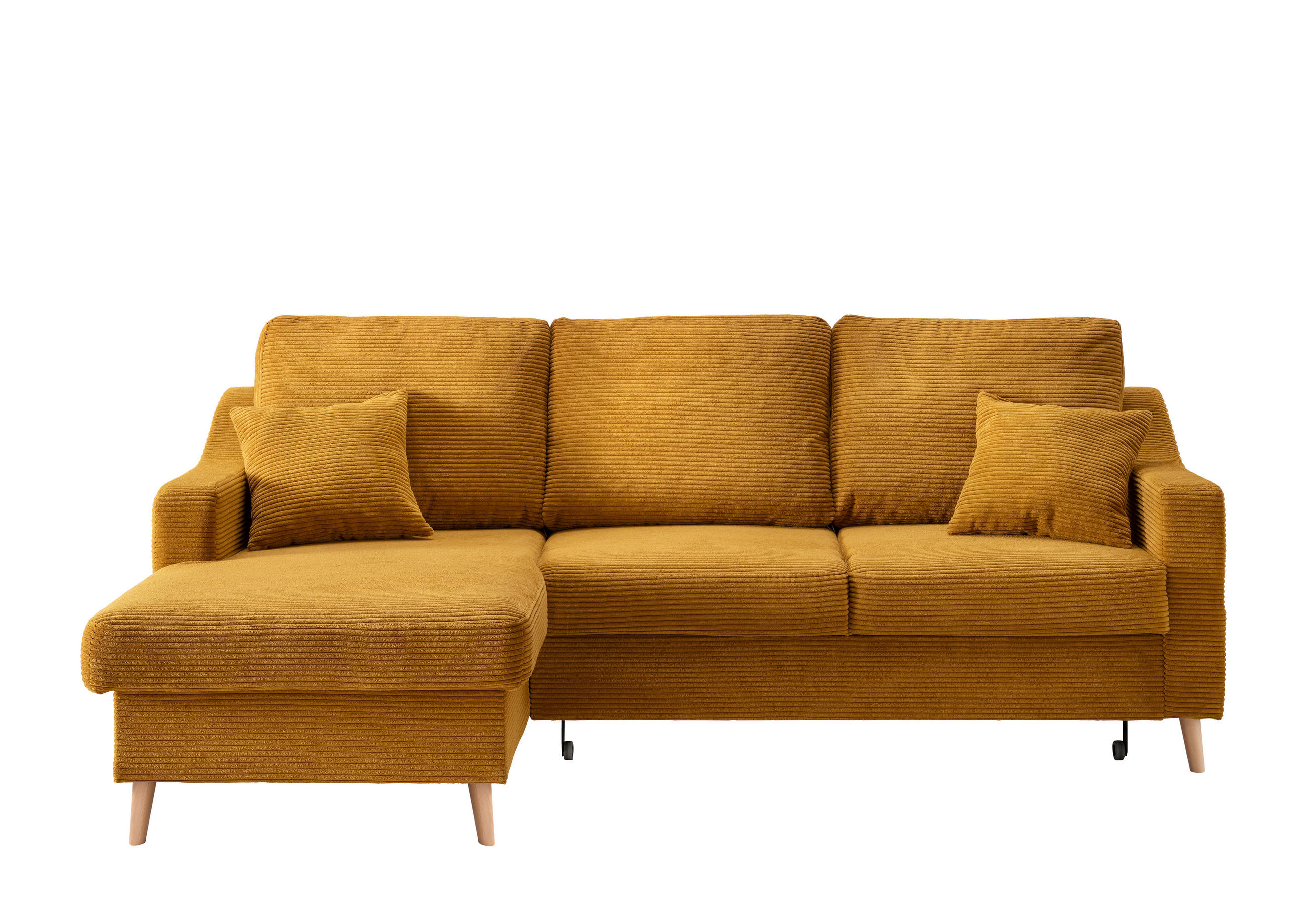 ECKSOFA in Cord Goldfarben - Goldfarben/Naturfarben, Design, Holz/Textil (150/228cm) - P & B