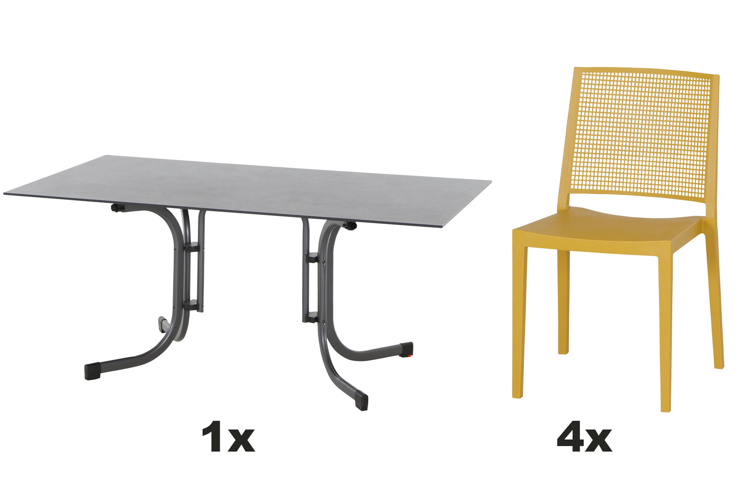 GARTENGARNITUR 5-teilig  - Anthrazit/Gelb, Basics, Kunststoff/Metall (90/80/160cm) - Siena Garden