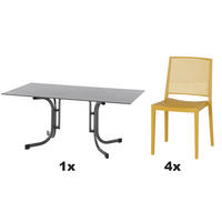 GARTENGARNITUR 5-teilig  - Anthrazit/Gelb, Basics, Kunststoff/Metall (90/80/160cm) - Siena Garden