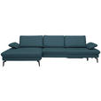 ECKSOFA in Echtleder Blau  - Blau/Schwarz, Design, Leder/Metall (157/325cm) - Dieter Knoll