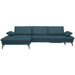 ECKSOFA in Echtleder Blau  - Blau/Schwarz, Design, Leder/Metall (157/325cm) - Dieter Knoll