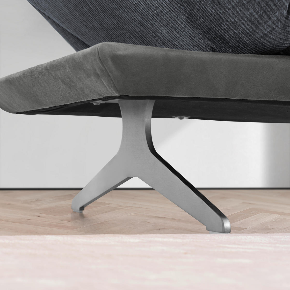 ECKSOFA Flachgewebe Dunkelgrau  - Edelstahlfarben/Dunkelgrau, Design, Textil/Metall (277/209cm) - Koinor