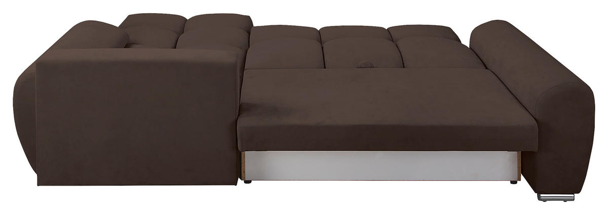 ECKSOFA in Mikrofaser Braun  - Silberfarben/Braun, Design, Textil/Metall (256/175cm) - Livetastic
