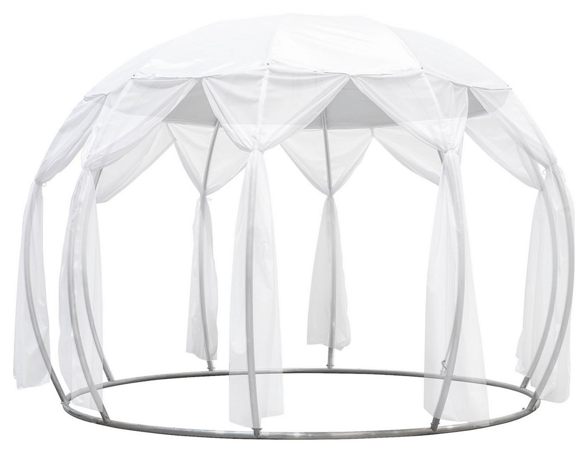 PAVILLON 372/250/372 cm Aluminium  - Silberfarben/Weiß, Basics, Textil/Metall (372/250/372cm)