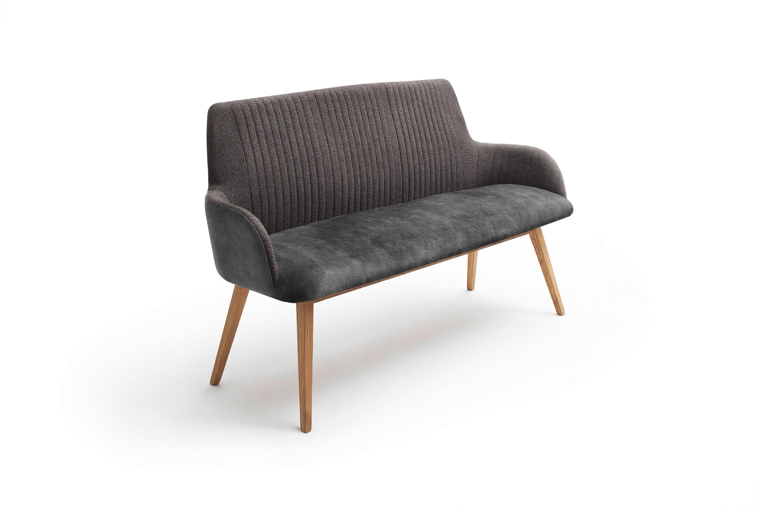 POLSTERBANK Textil Anthrazit  - Wildeiche/Anthrazit, Modern, Holz/Textil (157/90/60cm) - MID.YOU