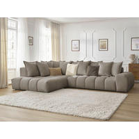 ECKSOFA Ottomane links  EVEREST Taupe Struktur  - Taupe/Schwarz, MODERN, Kunststoff/Textil (352/210cm) - Livetastic
