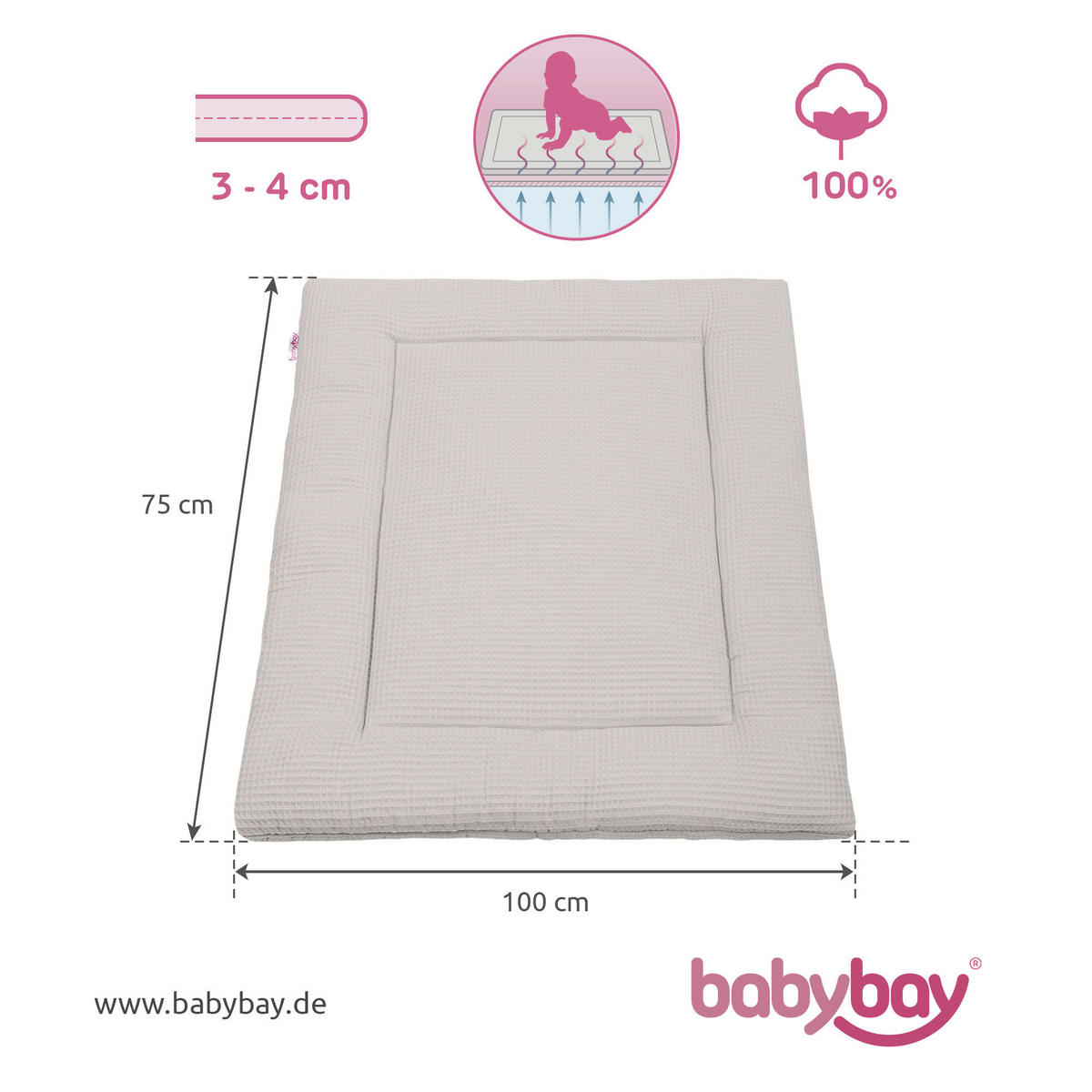 KRABBELDECKE  - Basics, Textil (100/75/3cm) - Babybay