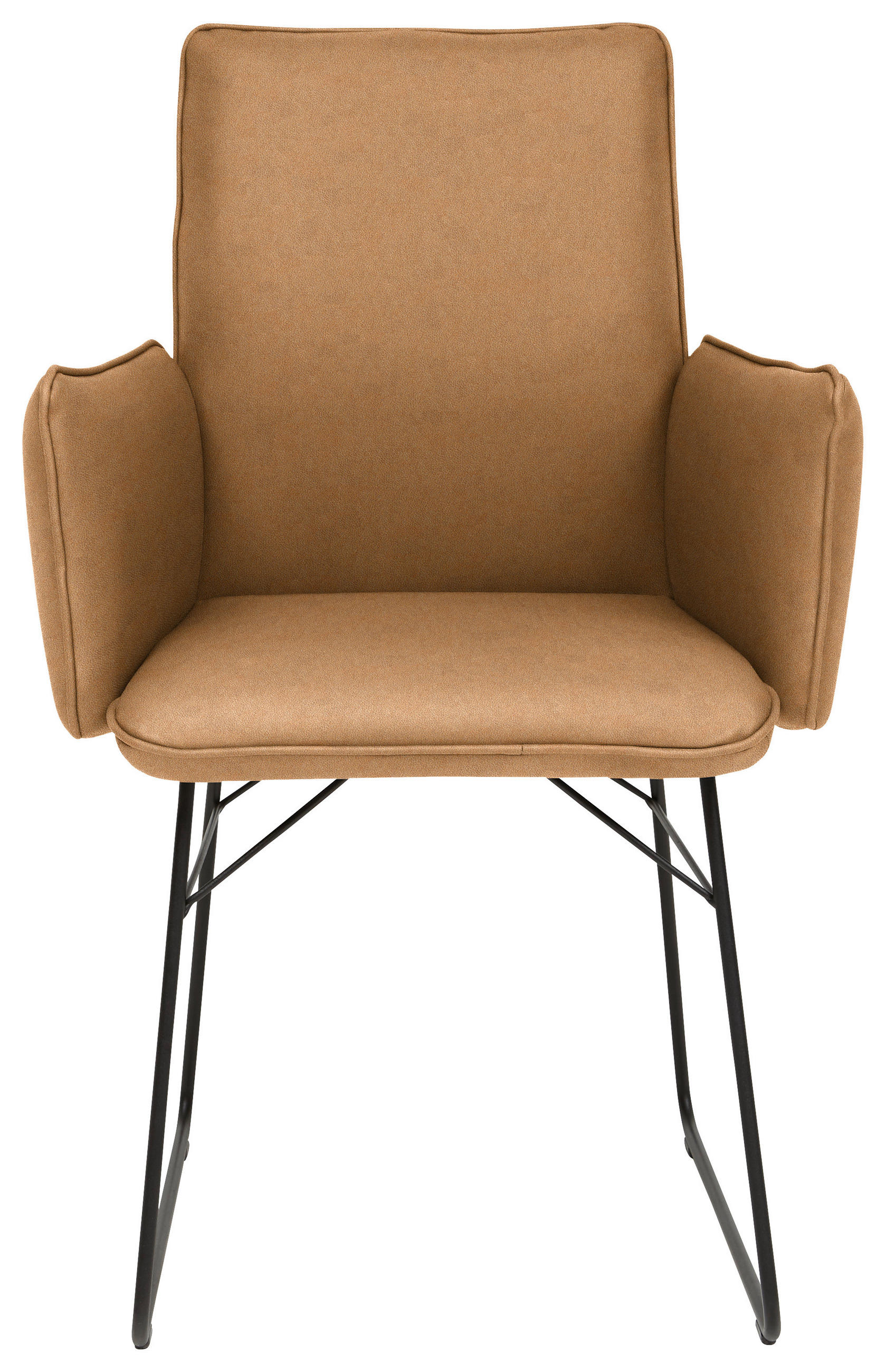 ARMLEHNSTUHL  in Stahl Mikrofaser  - Cognac/Schwarz, Design, Textil/Metall (61/91/60cm) - Dieter Knoll