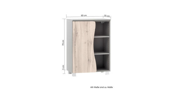 UNTERSCHRANK 60/79/35 cm   - Eiche Wotan/Silberfarben, Natur, Holzwerkstoff/Kunststoff (60/79/35cm) - Xora