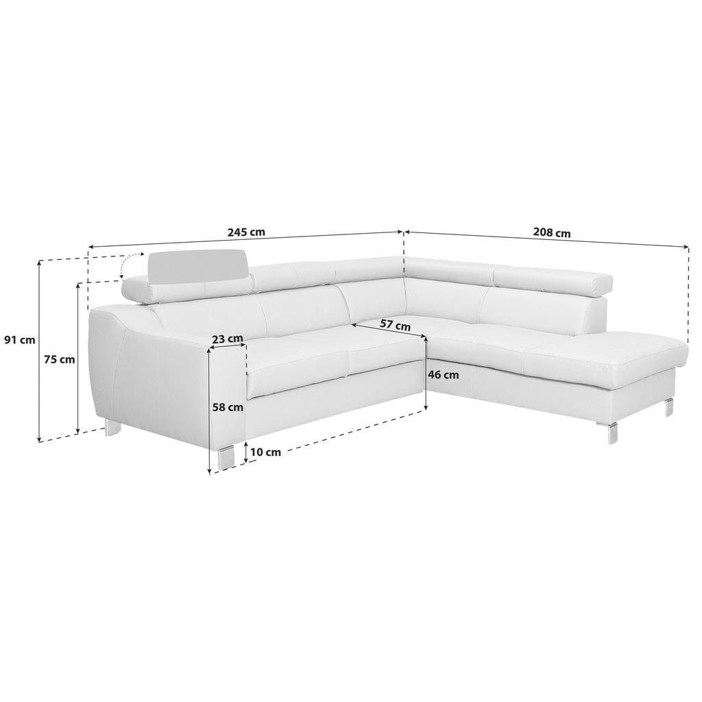 Thumbnail - Livetastic Ecksofa, Taupe, Textil, Leder, Echtleder, Rindleder, 4-Sitzer, Ottomane rechts, L-Form, 245x208 cm, Made in E...