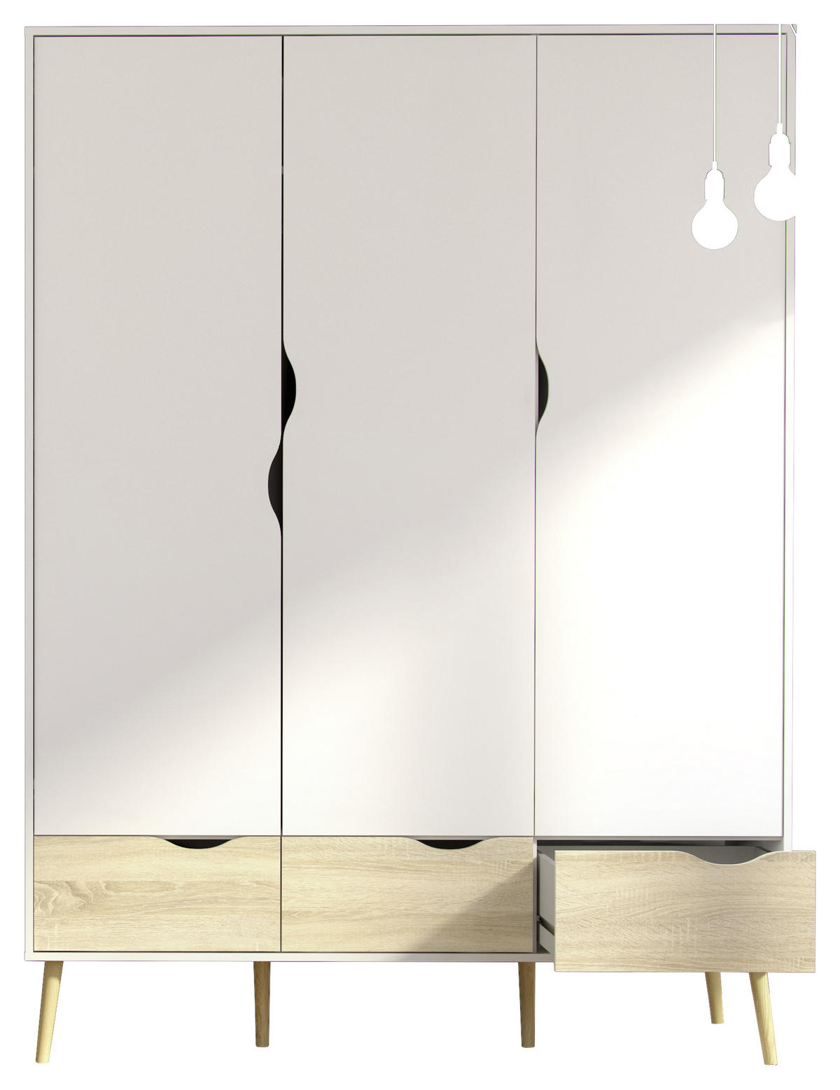GARDEROB 147,2/200,1/58,1 cm 2-dörrar - vit/ekfärgad, Design, trämaterial (147,2/200,1/58,1cm) - Best Price