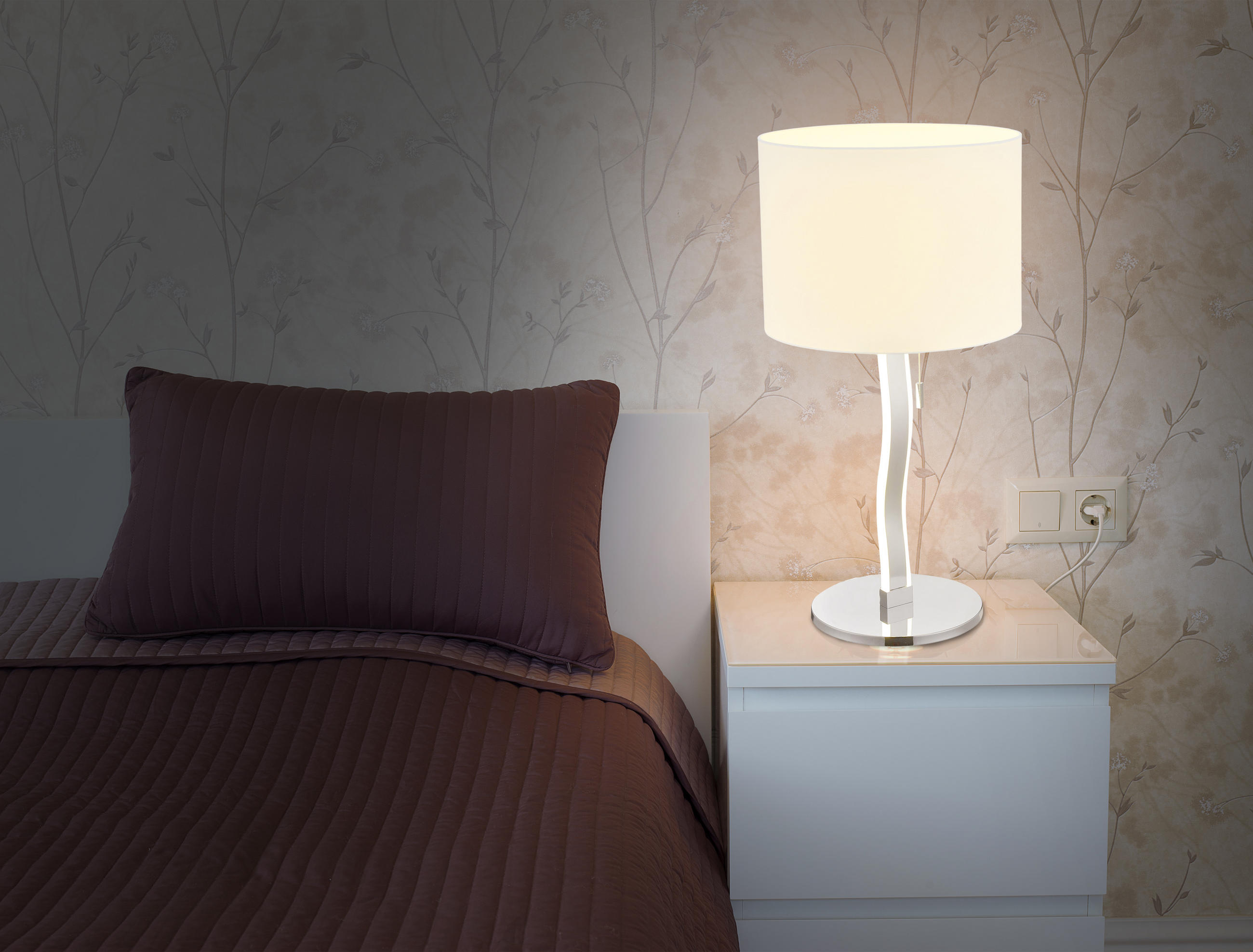 LED-TISCHLEUCHTE 35/68 cm   - Chromfarben/Weiß, Basics, Kunststoff/Metall (35/68cm) - Näve