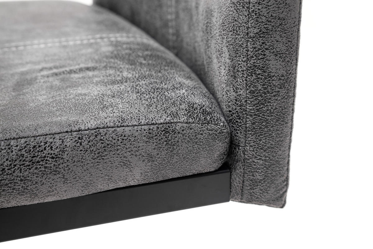 SCHWINGSTUHL  in Eisen Lederlook  - Anthrazit/Schwarz, Design, Textil/Metall (42/94/60cm) - Ti'me