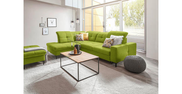ECKSOFA in Chenille Limette 240/308 cm - Limette/Schwarz, Design, Textil/Metall (240/308cm) - Xora