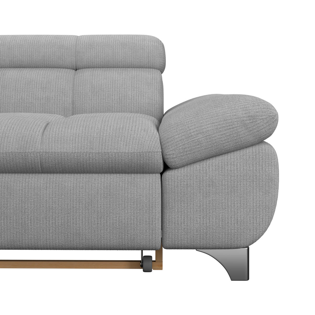 ECKSOFA Hellgrau Chenille  - Chromfarben/Hellgrau, KONVENTIONELL, Textil/Metall (234/312cm) - Livetastic