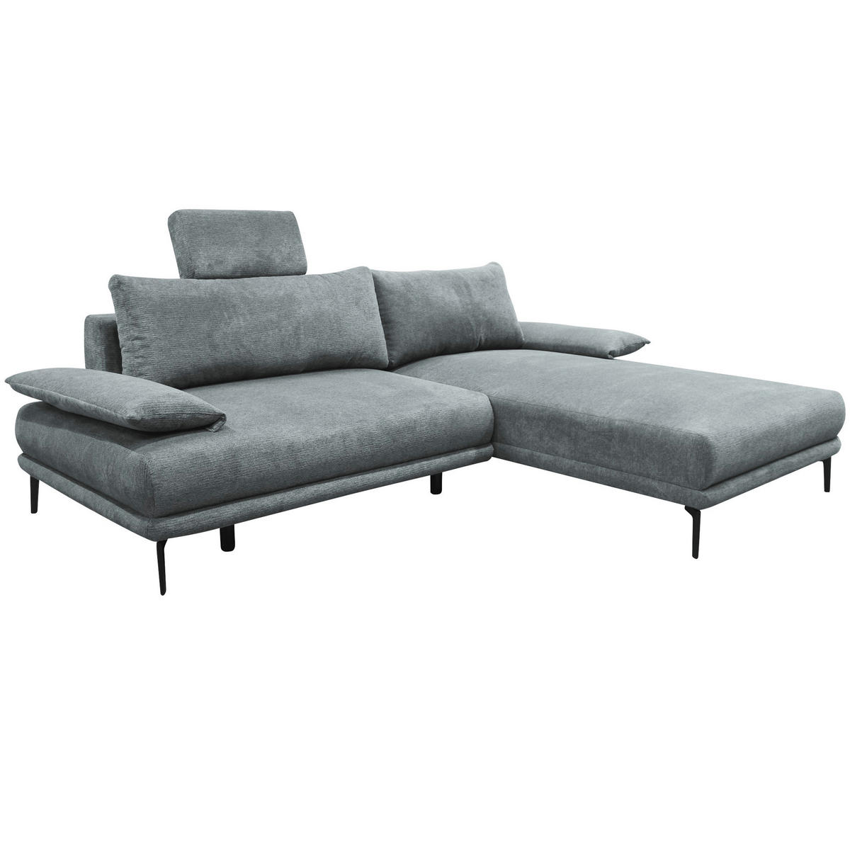 ECKSOFA Grau Webstoff  - Schwarz/Grau, Design, Textil/Metall (260/192cm) - MID.YOU