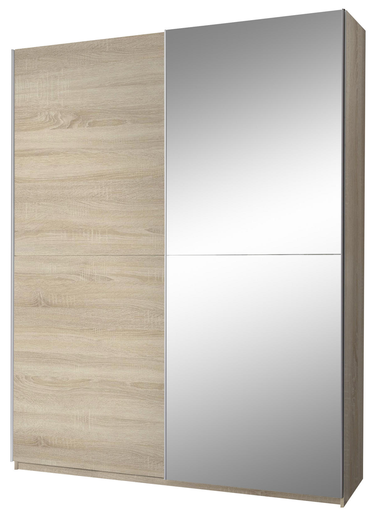 OMARA Z DRSNIMI VRATI, barve hrasta, prozorno  - barve hrasta/barve aluminija, Design, steklo (170/195/59cm) - P & B
