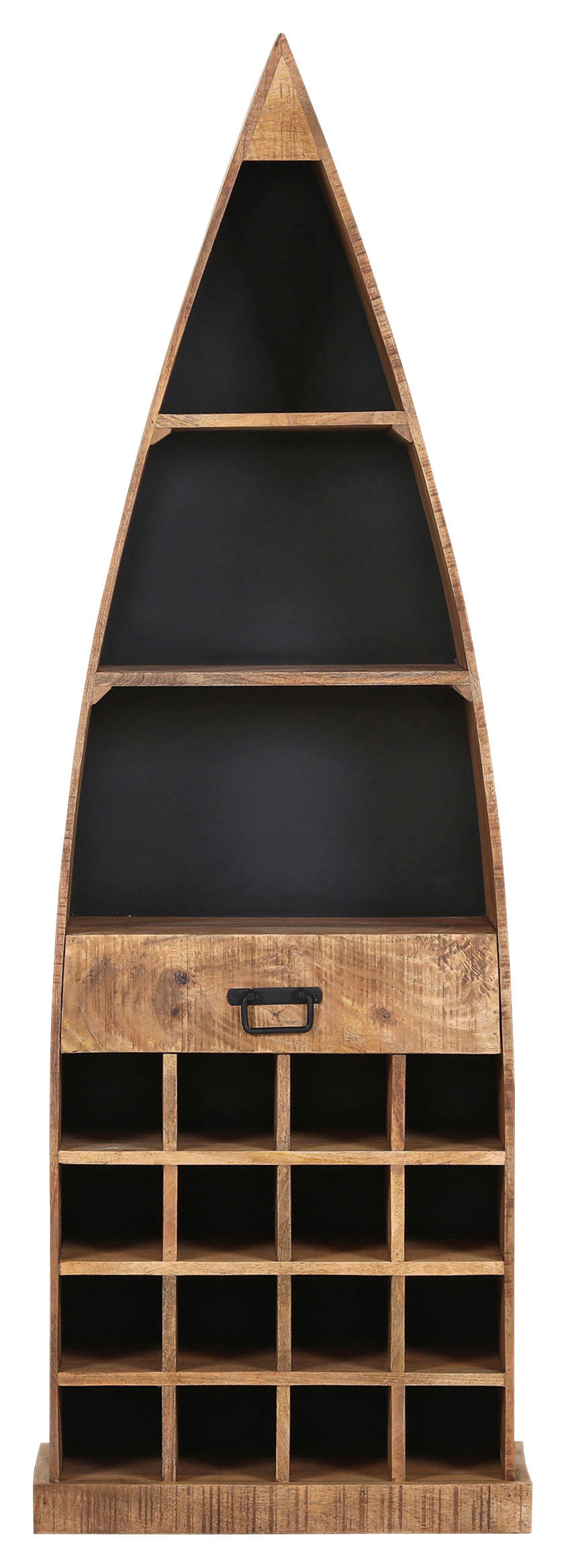 BOOTSREGAL Mangoholz massiv Naturfarben, Schwarz  - Schwarz/Naturfarben, LIFESTYLE, Holz/Holzwerkstoff (60/182/36cm) - Landscape