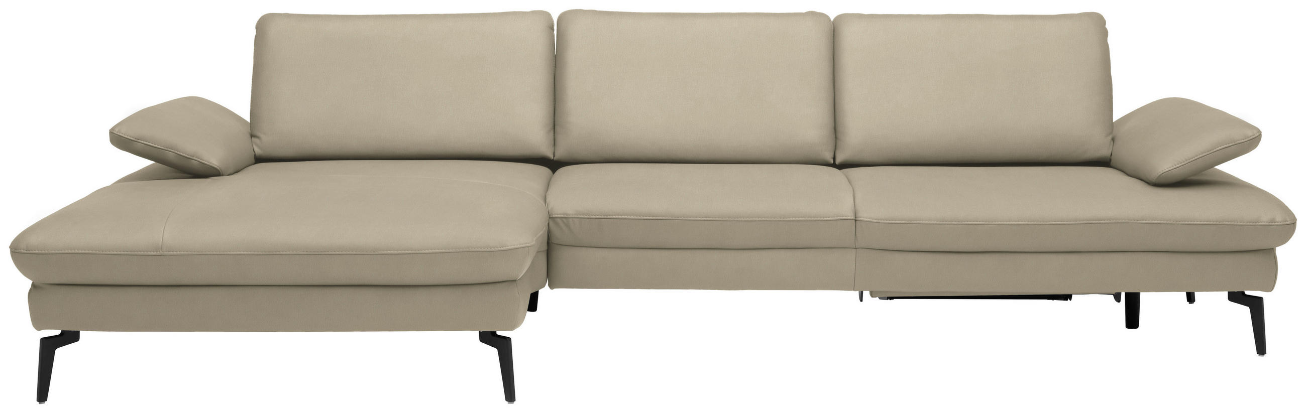 ECKSOFA in Echtleder Naturfarben  - Schwarz/Naturfarben, Design, Leder/Metall (157/325cm) - Dieter Knoll
