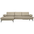 ECKSOFA in Echtleder Naturfarben  - Schwarz/Naturfarben, Design, Leder/Metall (157/325cm) - Dieter Knoll