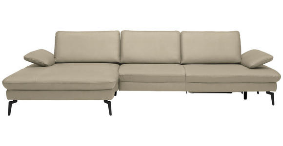 ECKSOFA in Echtleder Naturfarben 157/325 cm - Schwarz/Naturfarben, Design, Leder/Metall (157/325cm) - Dieter Knoll