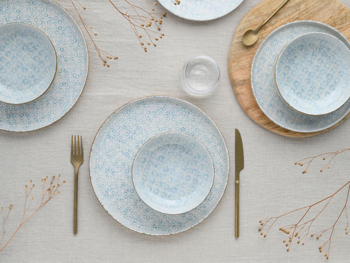 SERVIS Uno Emiliana 12 delar  - ljusblå/cremefärgad, Basics, keramik - Creatable