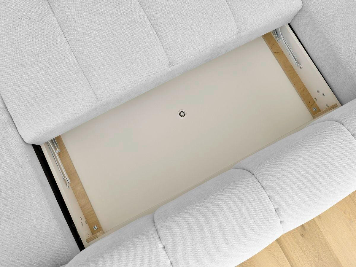 WOHNLANDSCHAFT  FUJI  Hellgrau Leinenoptik  - Hellgrau/Schwarz, MODERN, Kunststoff/Textil (204/377/160cm)